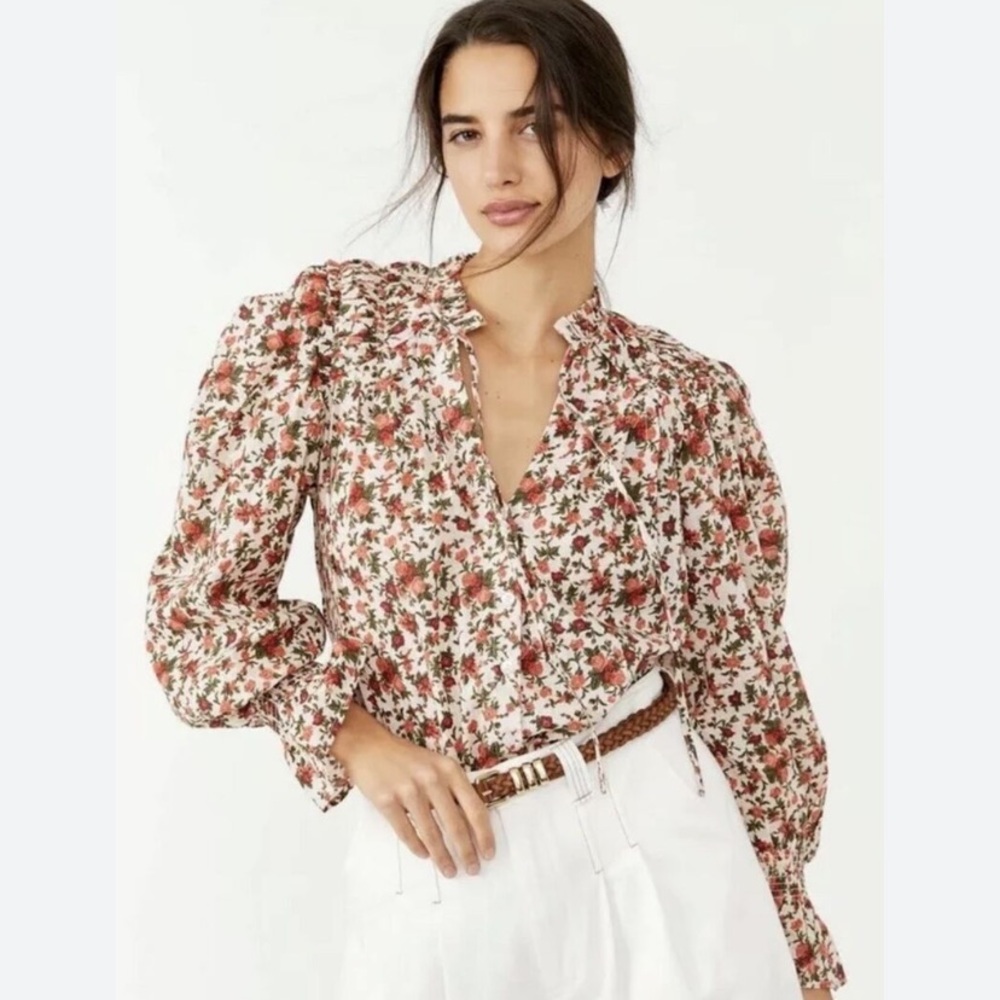 Free People Meant To Be Floral Cotton Blouse